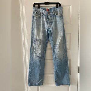 Hugo Boss Vintage Men’s patchwork light wash jeans